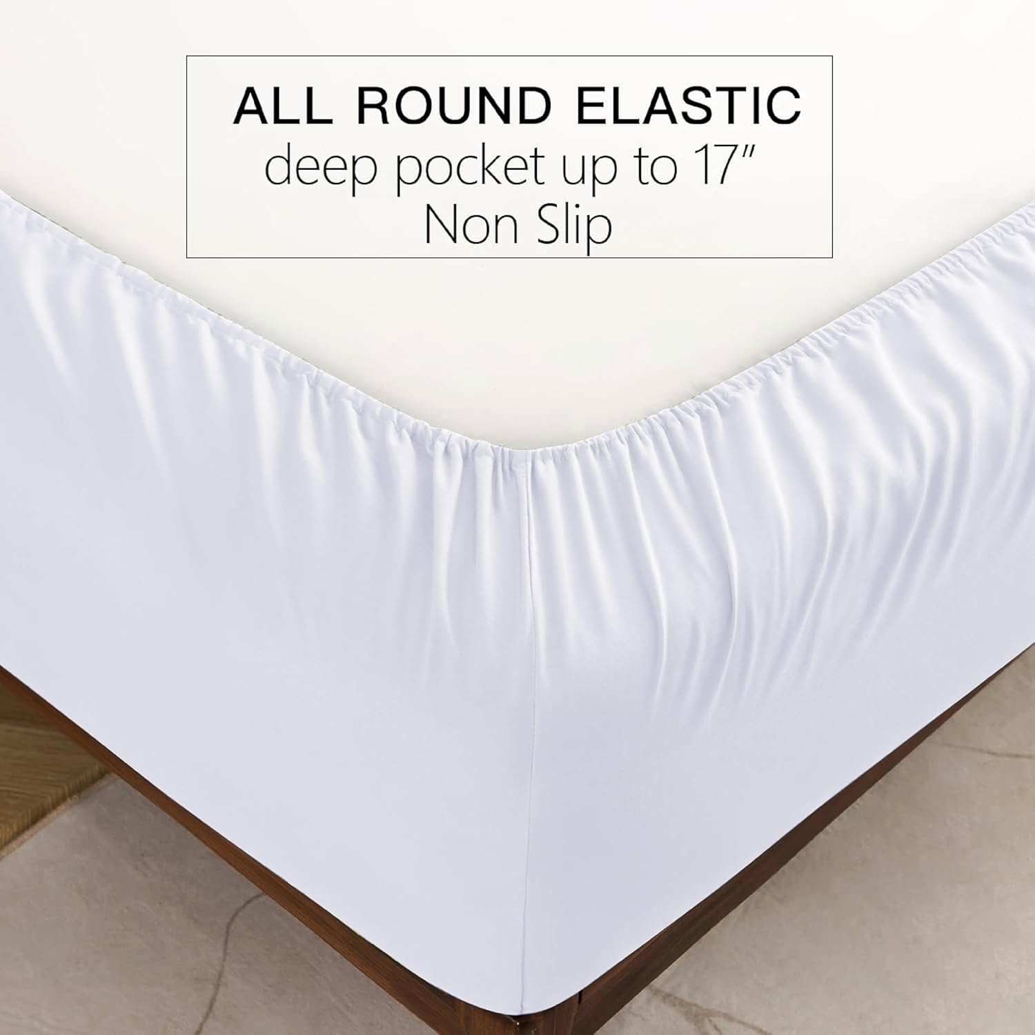 100% Pure Cotton Sateen Bedsheet Set - 300TC with Pillow Cover Pack of 2 (43x69CM) | Soft, Silky & Breathable Luxury Bed Linen | Flat or Fitted Bedsheet (White, Flat-King 275x275CM) - Image 3