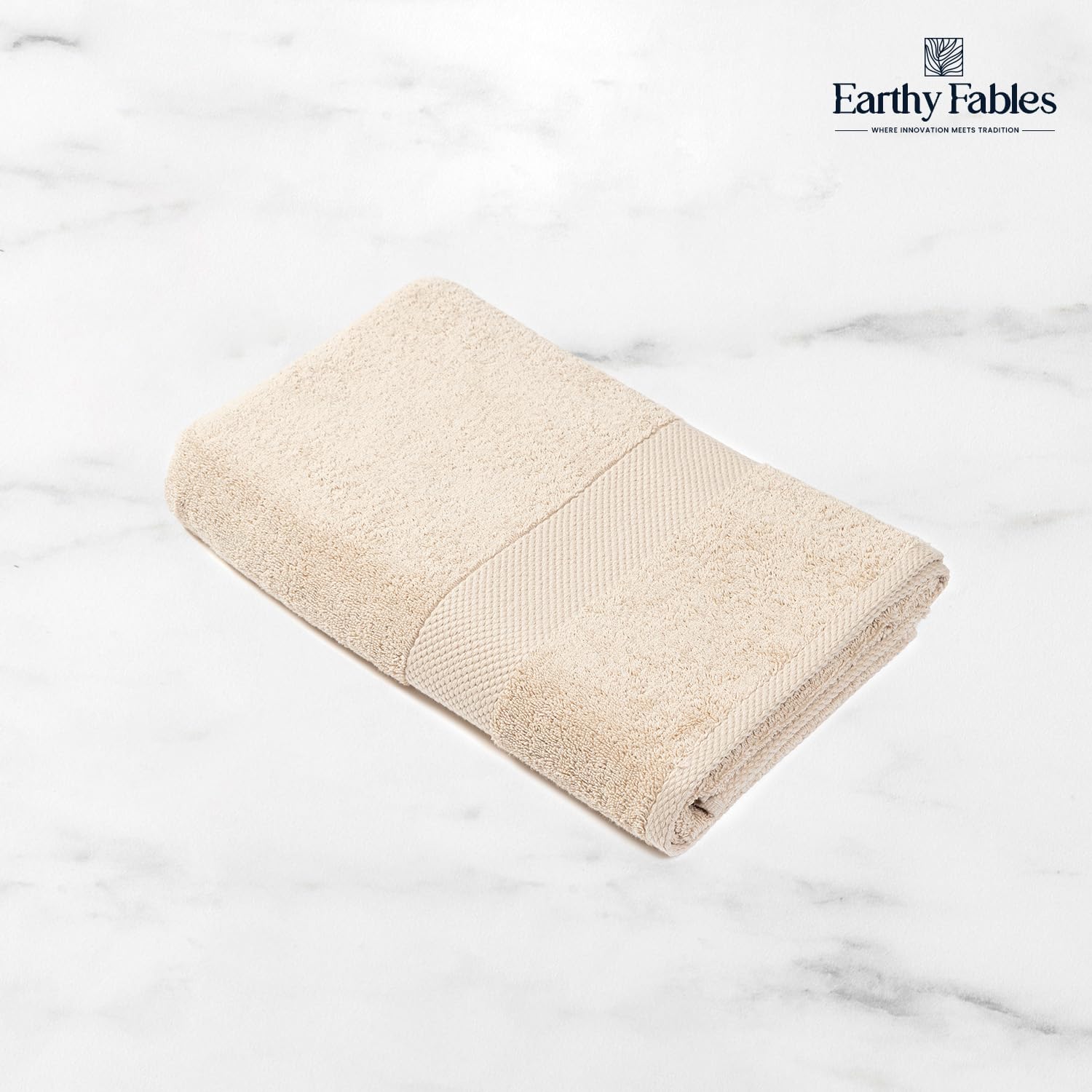 Premium Bath Towel - 100% Combed Cotton, 600 GSM, Ultra Soft, Quick Dry and Highly Absorbent for Home, Travel and Acne-Prone Skin, 150 x 75 cm, Beige - Image 3