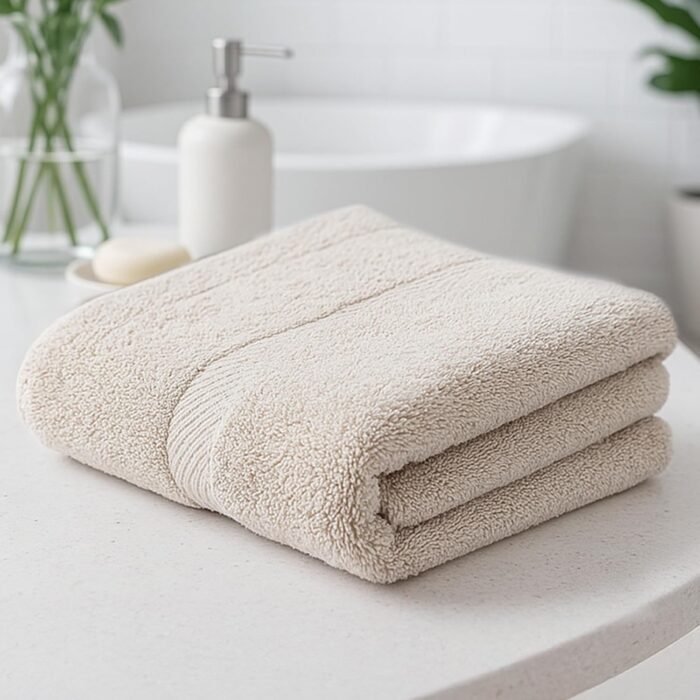 Premium Bath Towel - 100% Combed Cotton, 600 GSM, Ultra Soft, Quick Dry and Highly Absorbent for Home, Travel and Acne-Prone Skin, 150 x 75 cm, Beige