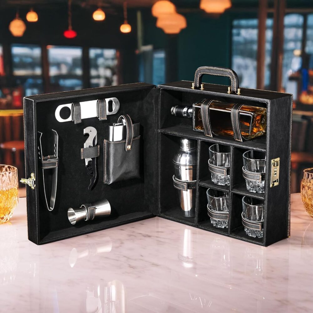 Kuber Industries Bar Set | Faux Leather Portable Bartender Kit ...